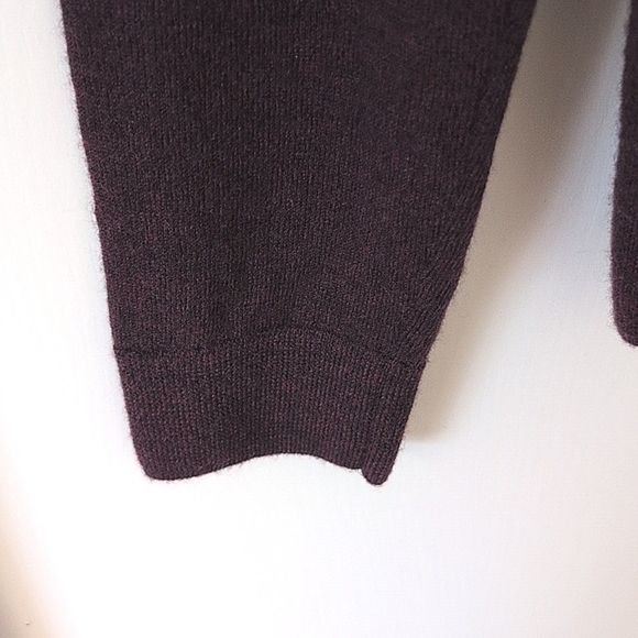 Express Mens Large 100% Extra Fine Merino Wool Quarter Zip Sweater Maroon - Picture 4 of 8